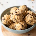 Cookie dough cottage cheese bites in a bowl.