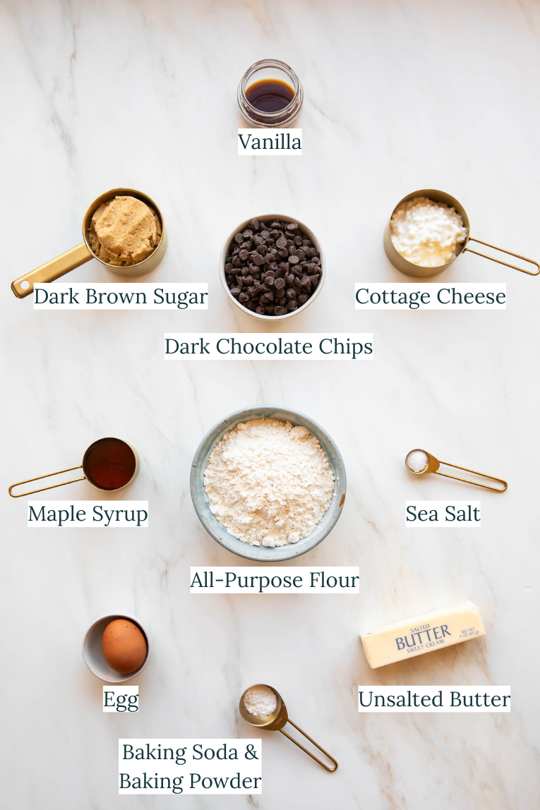 Cottage Cheese Chocolate Chunk Cookie ingredients.