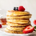A stack of greek yogurt pancakes.