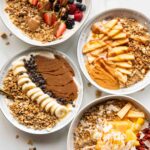 Four Granola Yogurt Bowls.