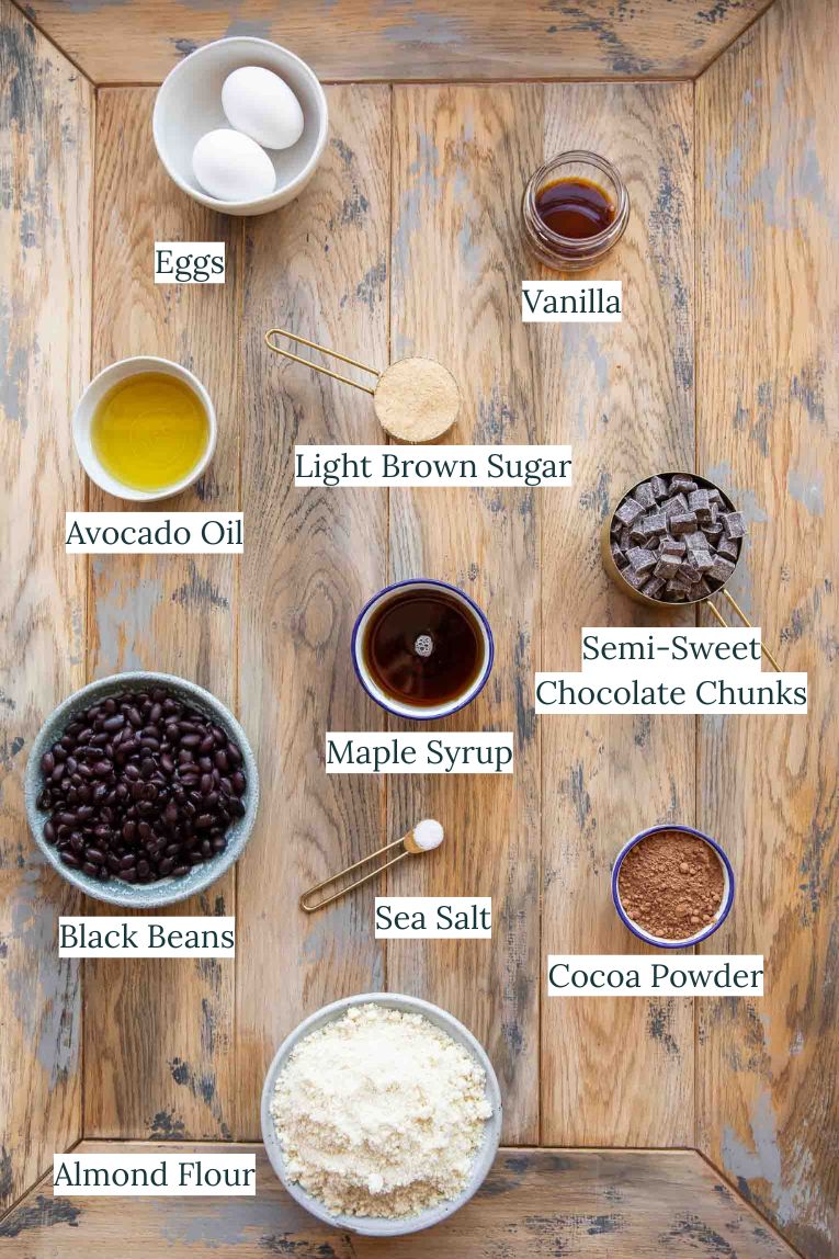 Black Bean Brownies ingredients.