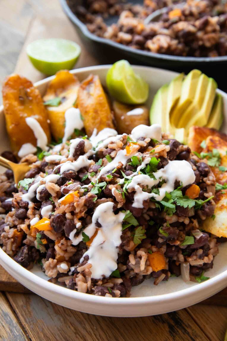 Gallo pinto served in a bowl.