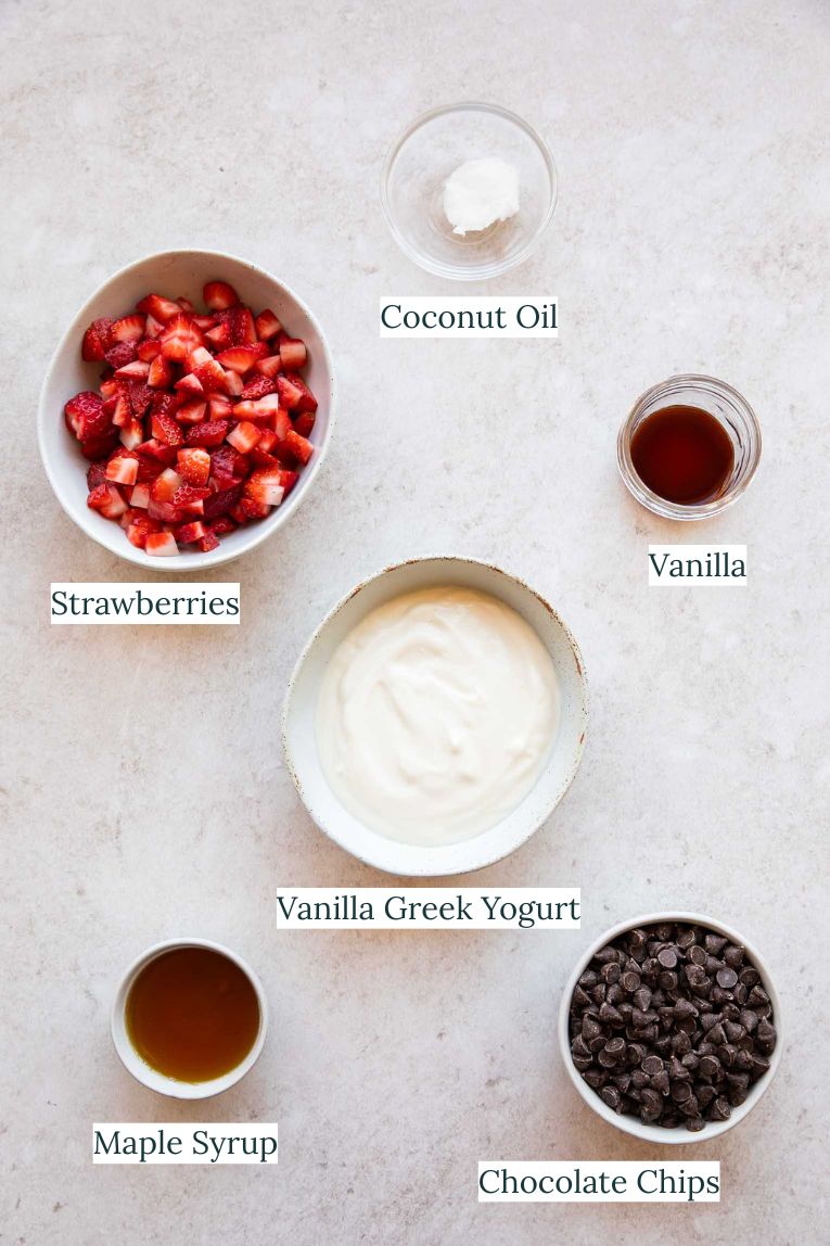 Strawberry Chocolate Yogurt Bites Ingredients.