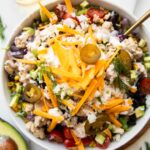 Ranch turkey salad in a bowl.