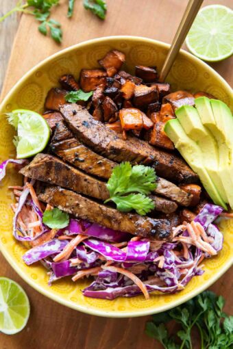 Carne Asada in a bowl.