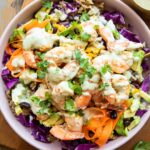 Chili lime shrimp salad in a bowl.