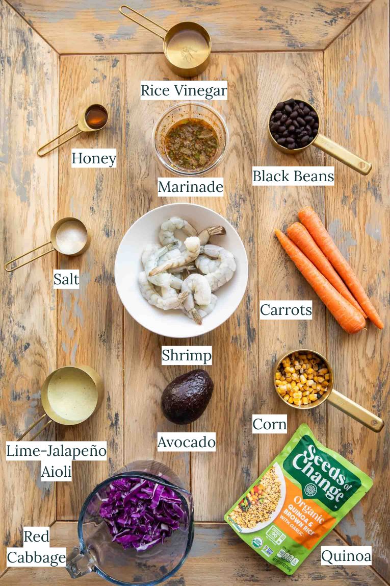 Chili Lime Shrimp Salad Ingredients. 