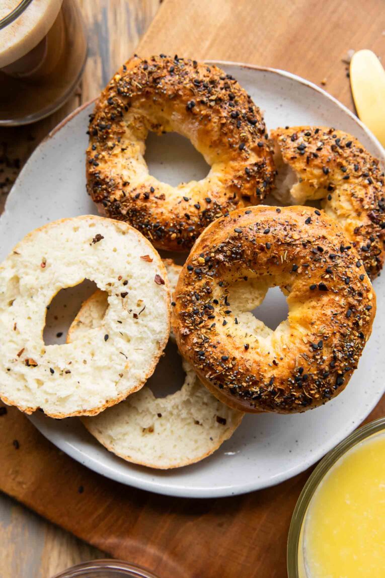 Cottage Cheese Bagels on a plate.