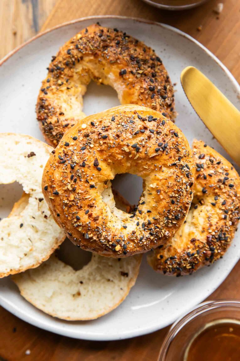 Cottage Cheese Bagels on a plate.