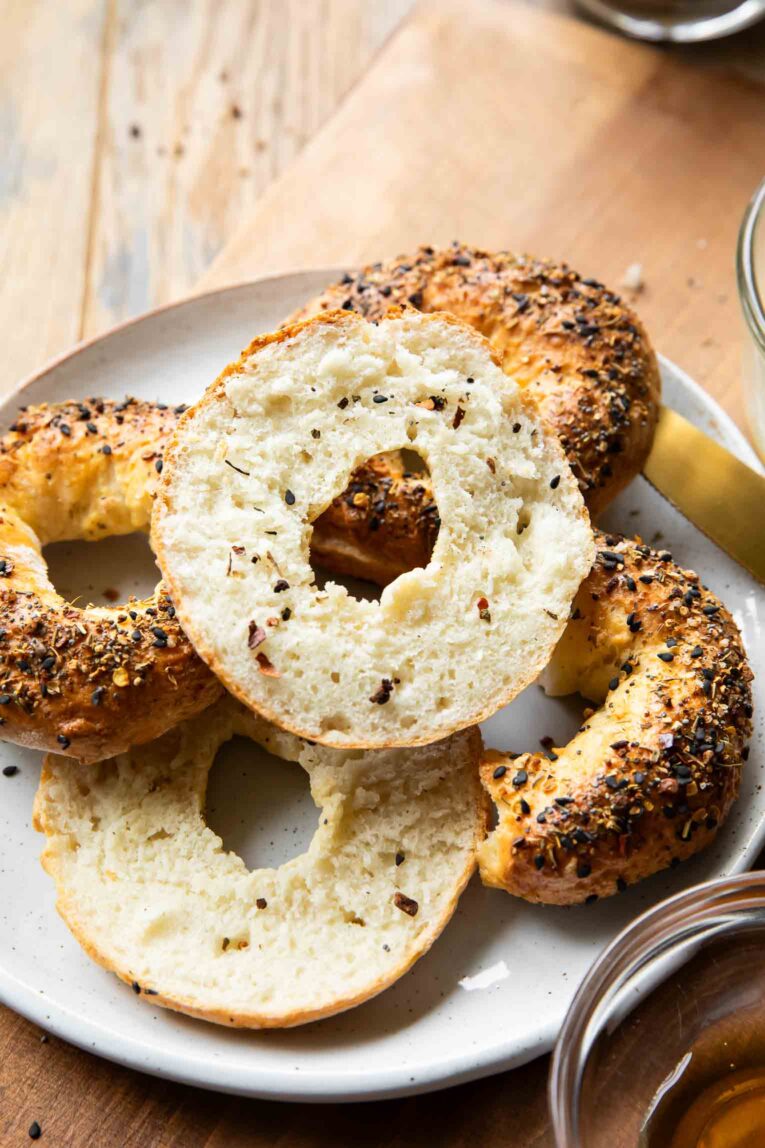 Cottage Cheese Bagels on a plate.