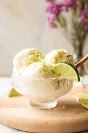Margarita Ice Cream in a bowl.