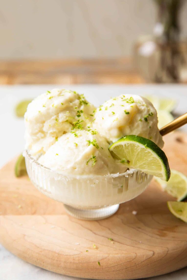 Margarita Ice Cream in a bowl.