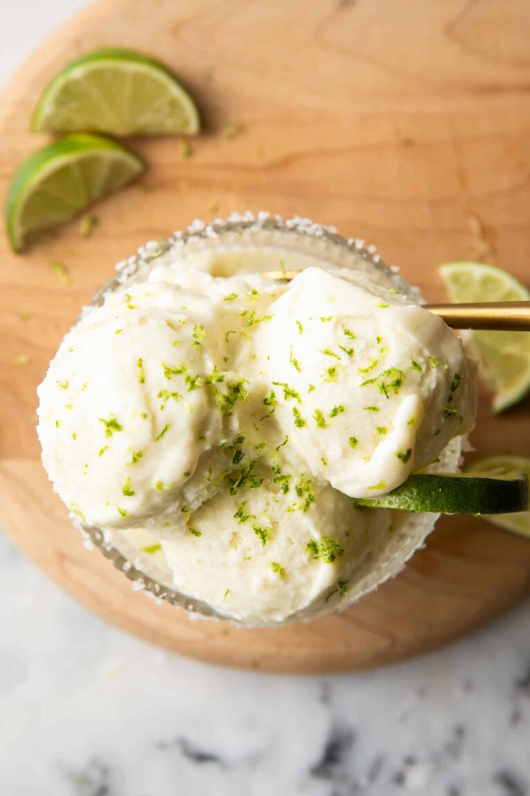Top view of Margarita Ice Cream in a bowl.
