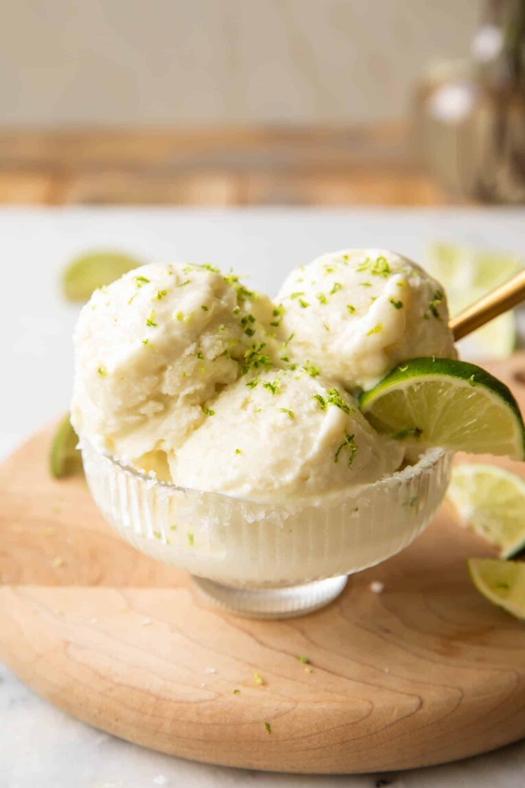 Margarita Ice Cream in a bowl.