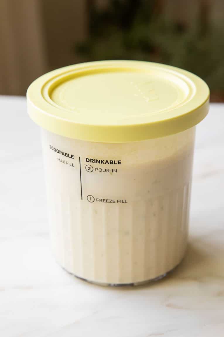 Margarita ice cream ingredients in a container.