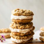 Oatmeal Cream Pies stacked on top of each other.