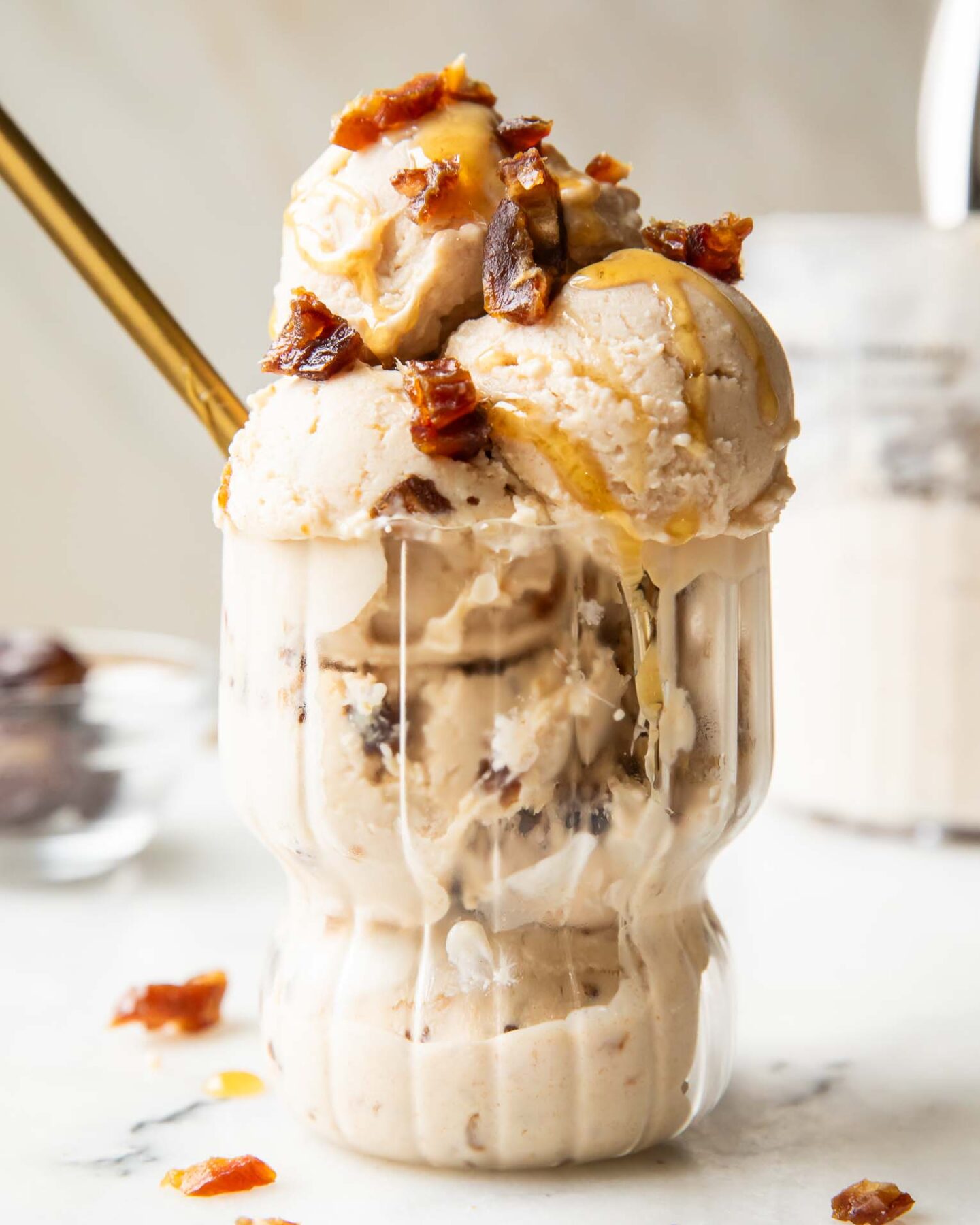 Salted Caramel Ice Cream in a glass.