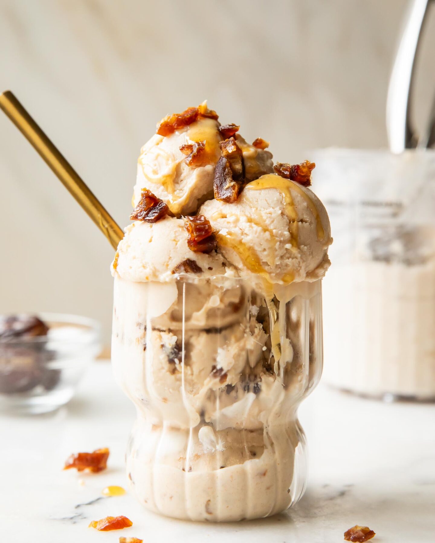 Salted Caramel Ice Cream in a glass.