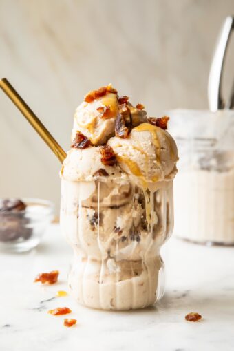 Salted Caramel Ice Cream in a glass.