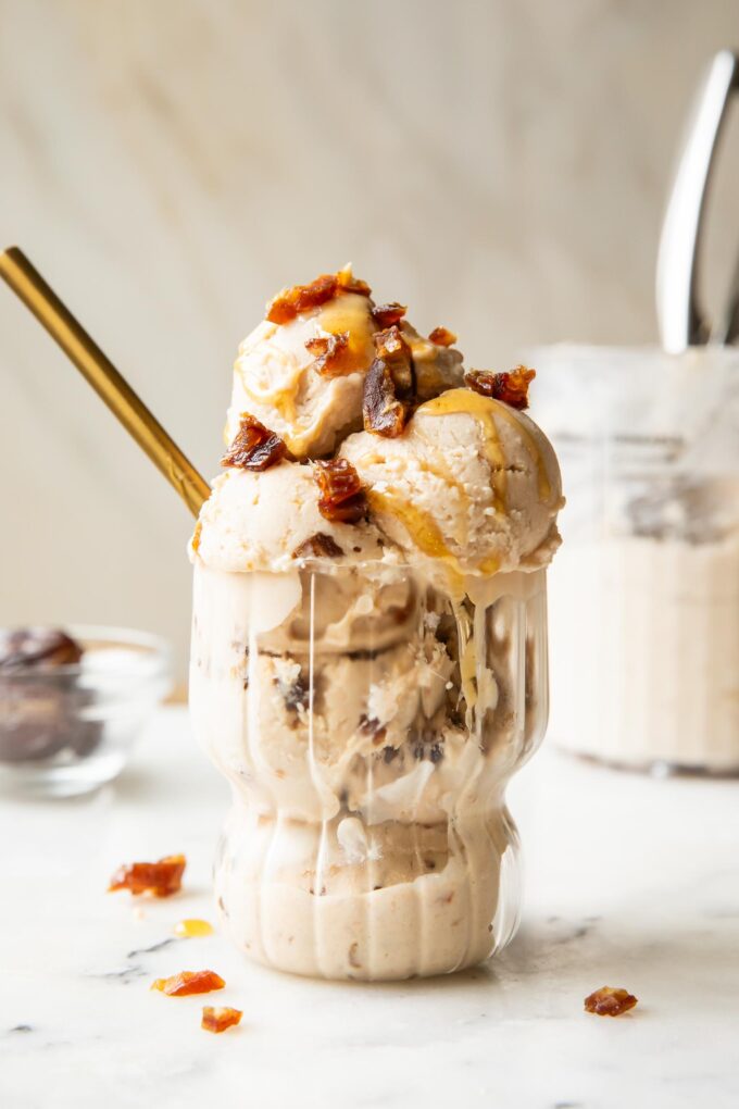 Salted Caramel Ice Cream in a glass.