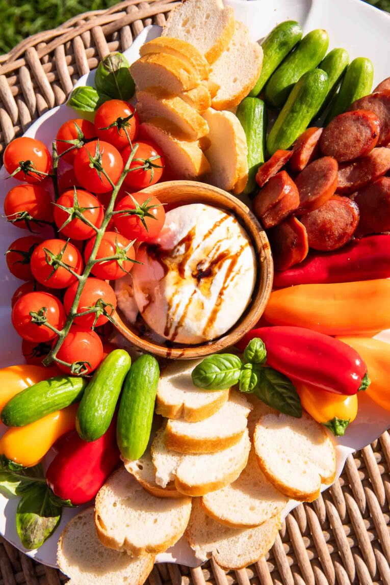 Summer plate recipe on a platter.