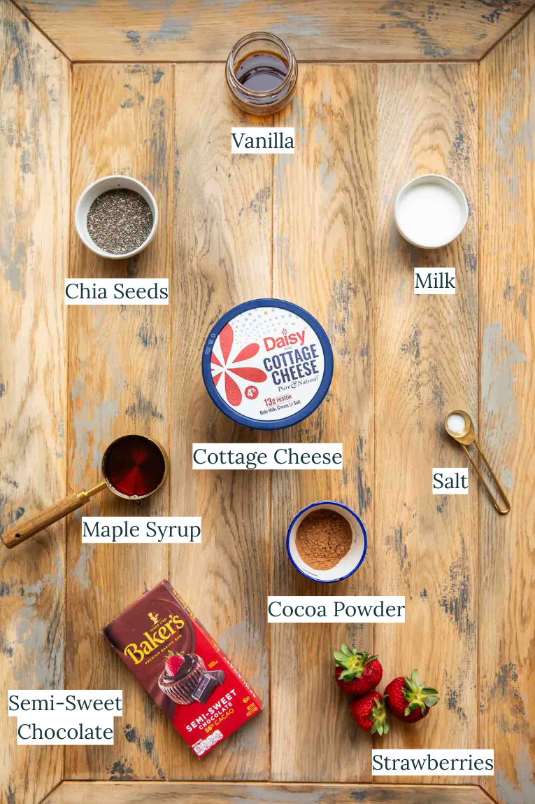 Chocolate Mousse Parfait ingredients.