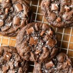 Cottage Cheese Brownie Cookies on a cooling rack.