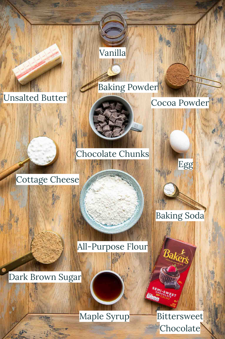 Cottage Cheese Brownie Cookie ingredients.