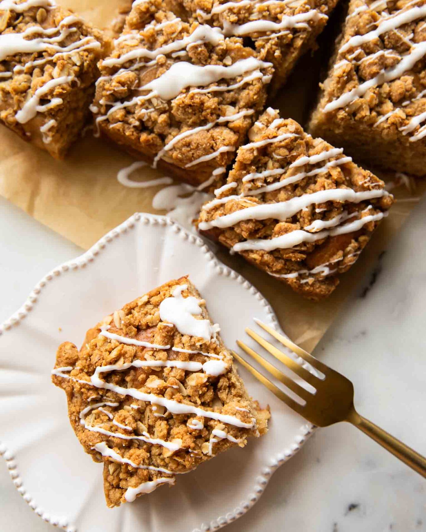 Coffee Cake cut into squares.