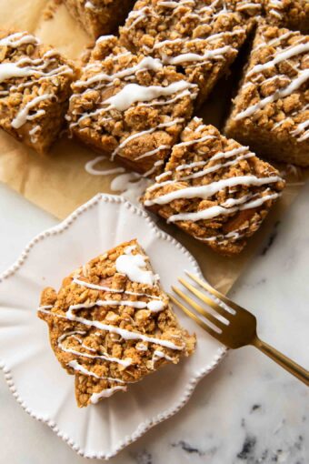 Coffee Cake cut into squares.