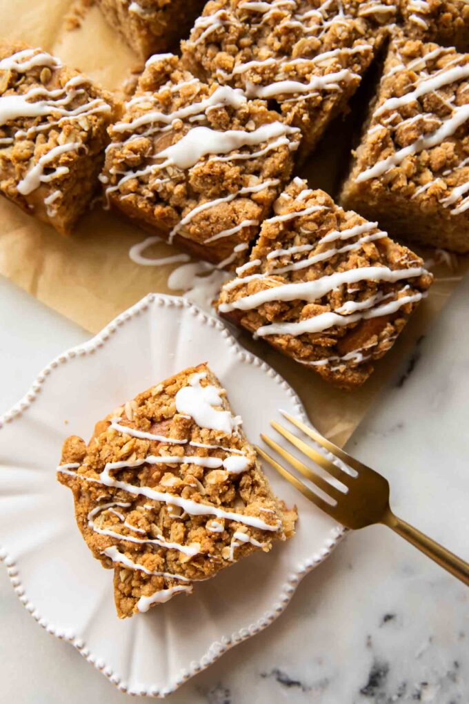 Coffee Cake cut into squares.