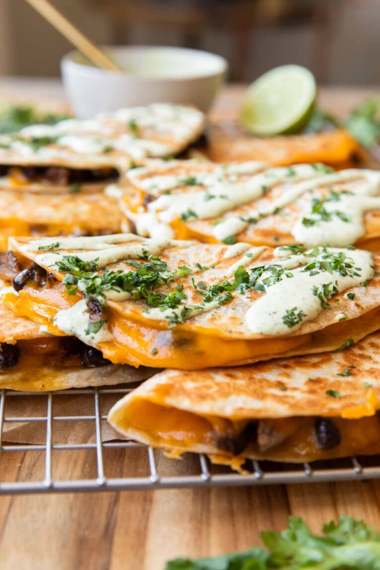 Beef Quesadillas on a cooling rack.