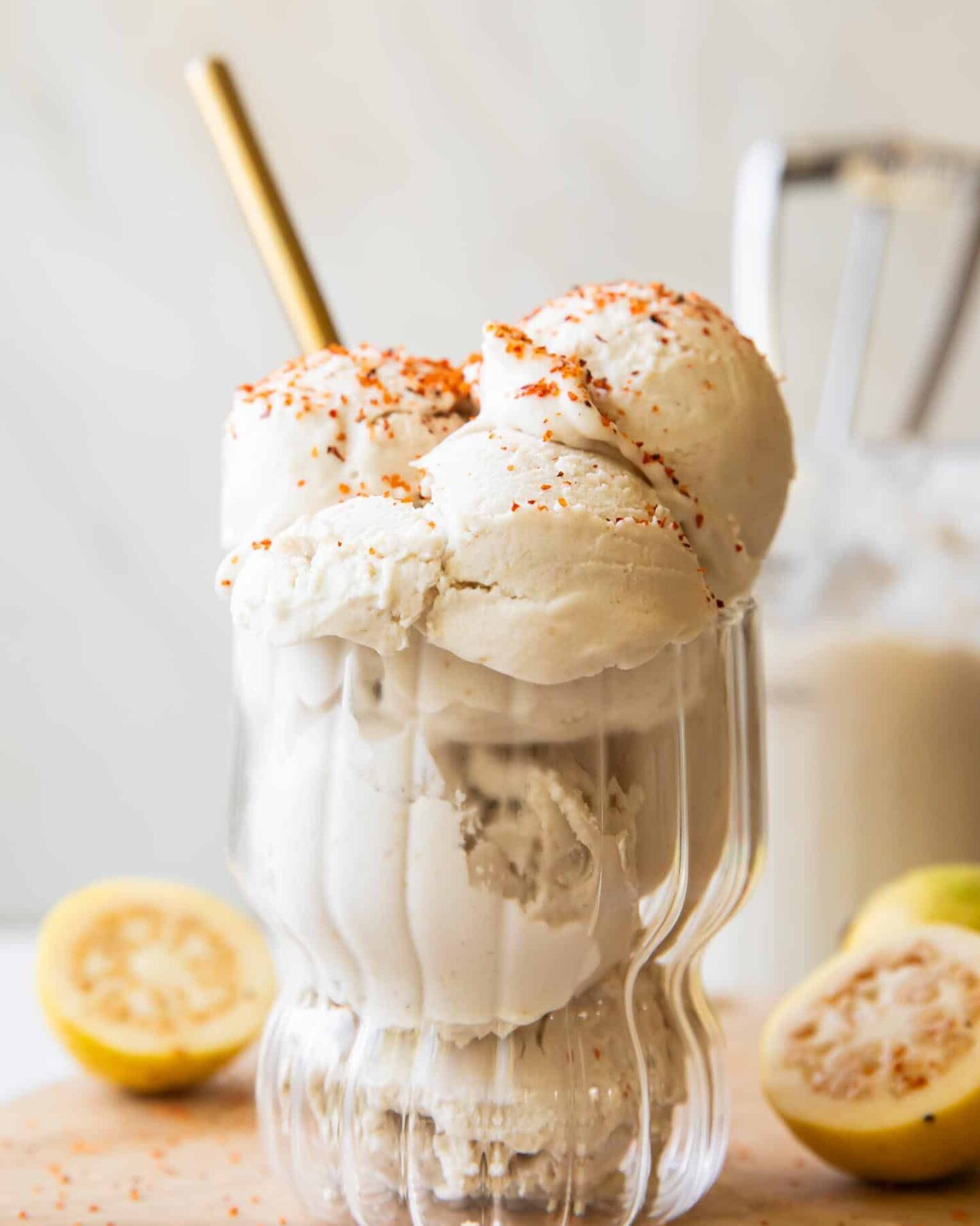 Guava Ice Cream in a glass.