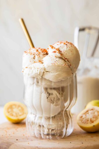 Guava Ice Cream in a glass.