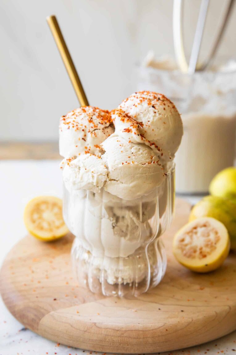 Guava Ice Cream in a glass.