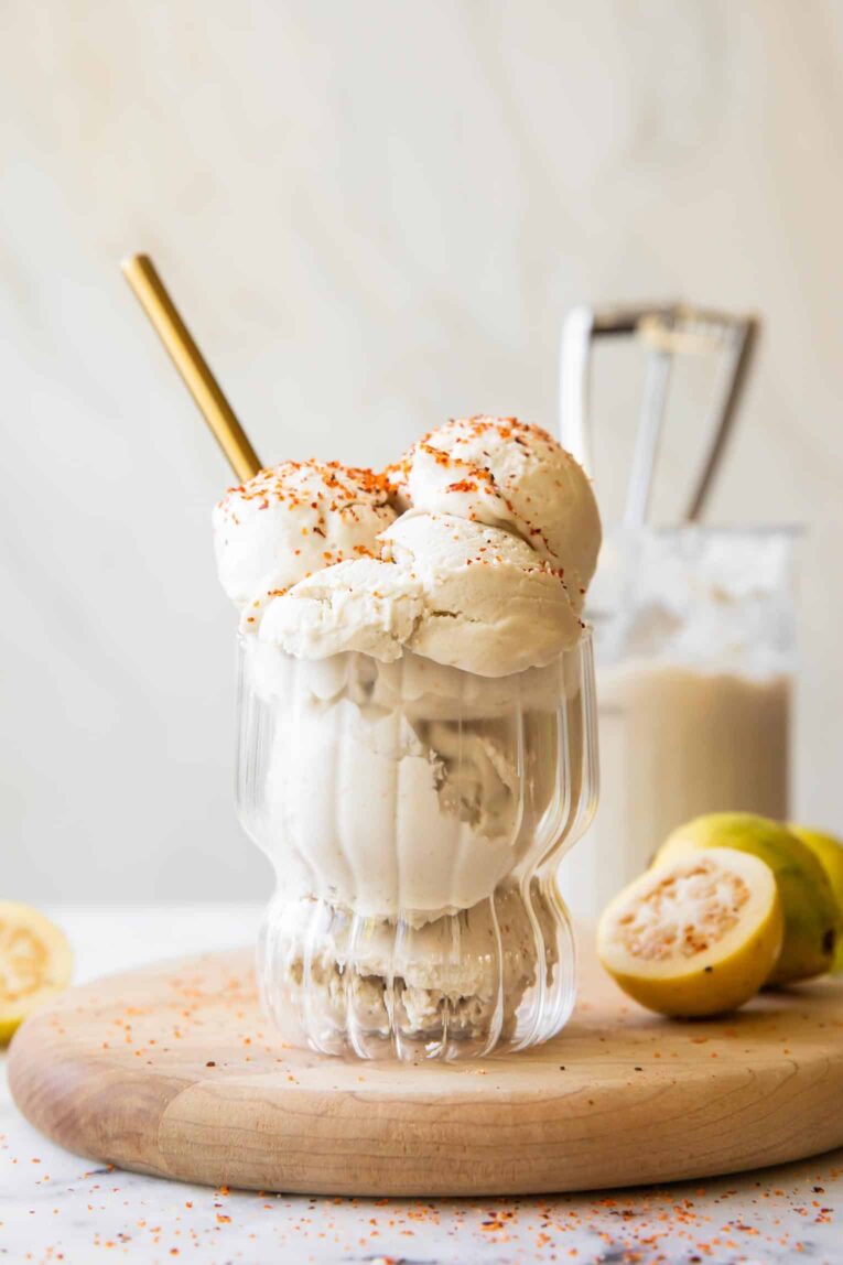Guava Ice Cream in a glass.