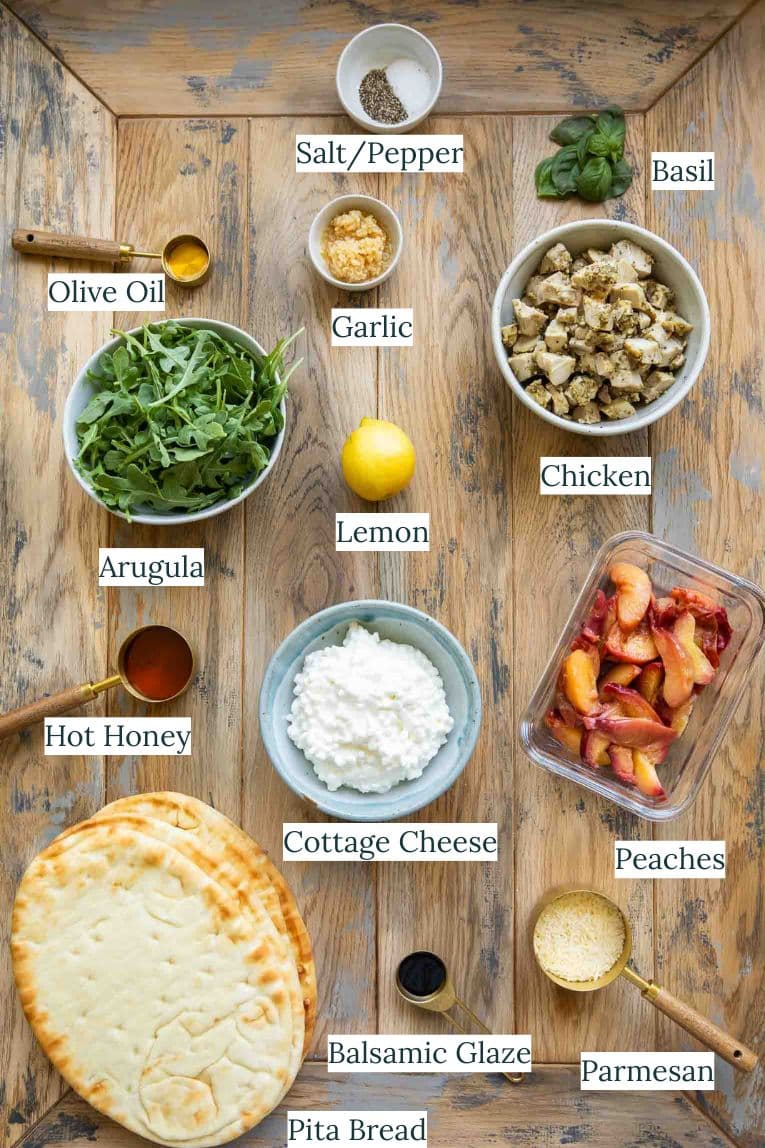 Balsamic Peach Chicken Flatbread Ingredients.