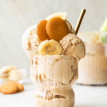 Banana Pudding ice cream in a glass.