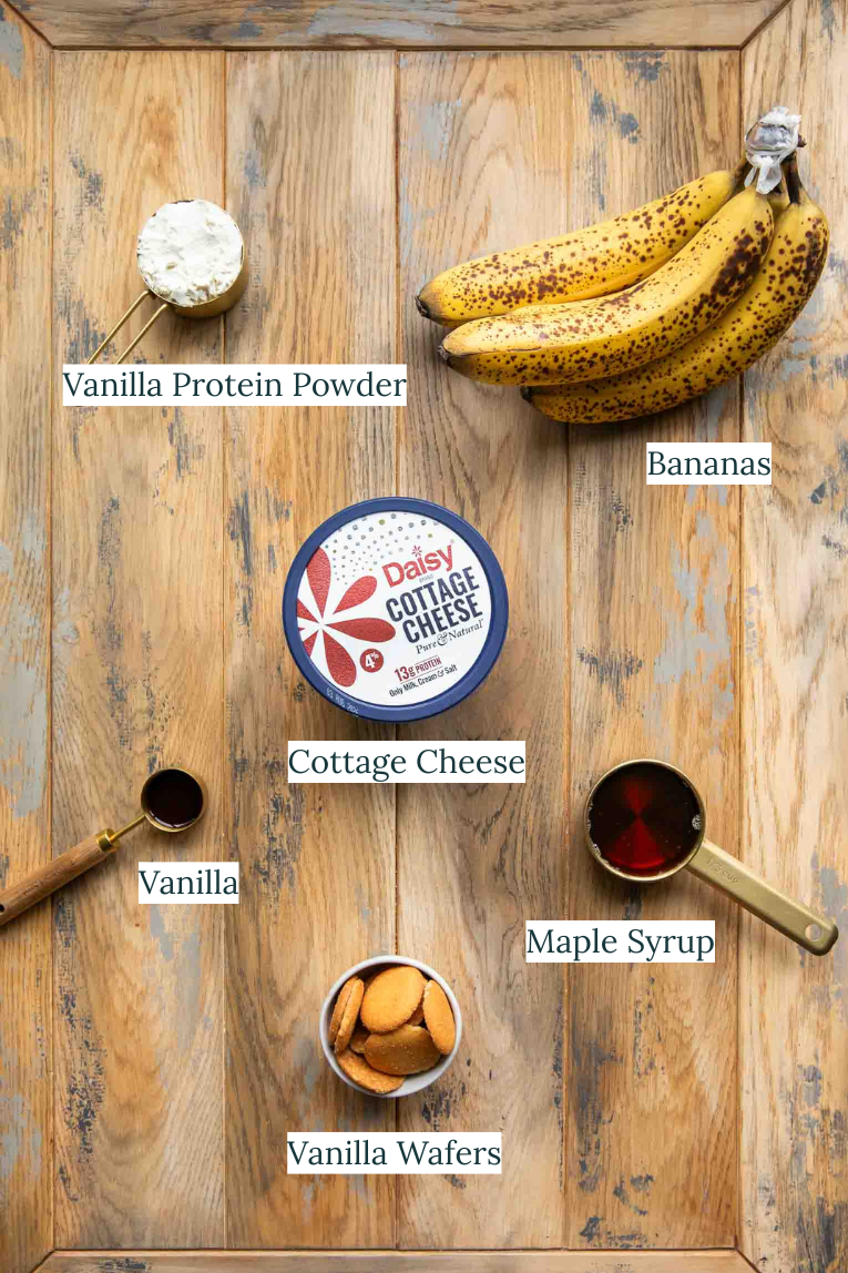 Banana Pudding ice cream ingredients.