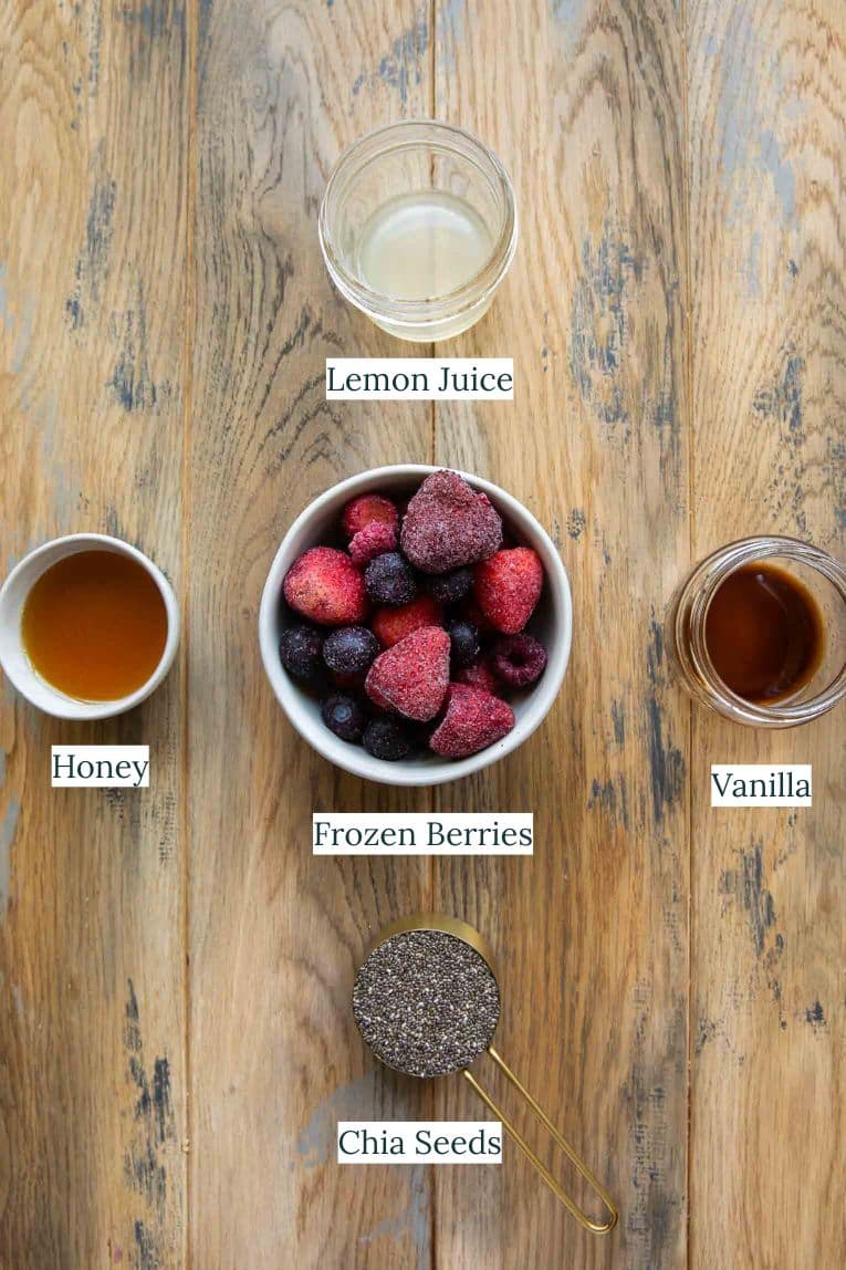 Chia Seed Jam ingredients.