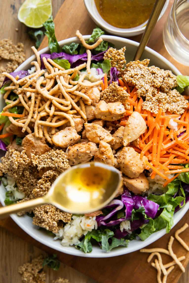 Chicken Sesame Crunch Bowls on a table.