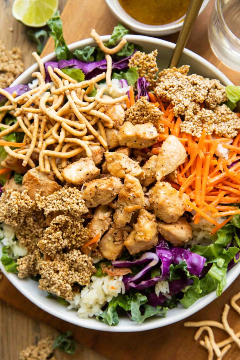 Chicken Sesame Crunch Bowls on a table.