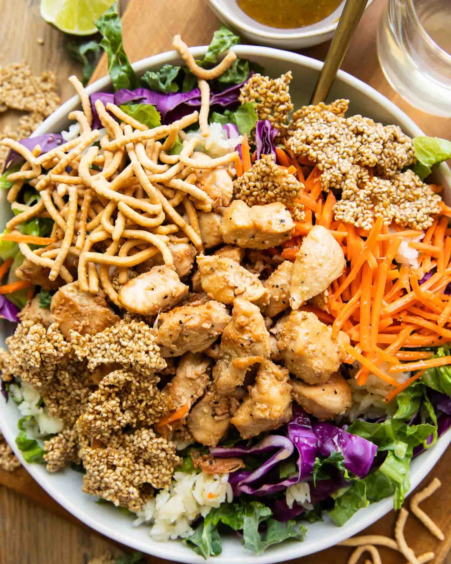 Chicken Sesame Crunch Bowls on a table.