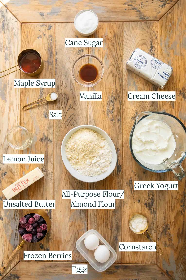 Greek Yogurt Cheesecake Ingredients.