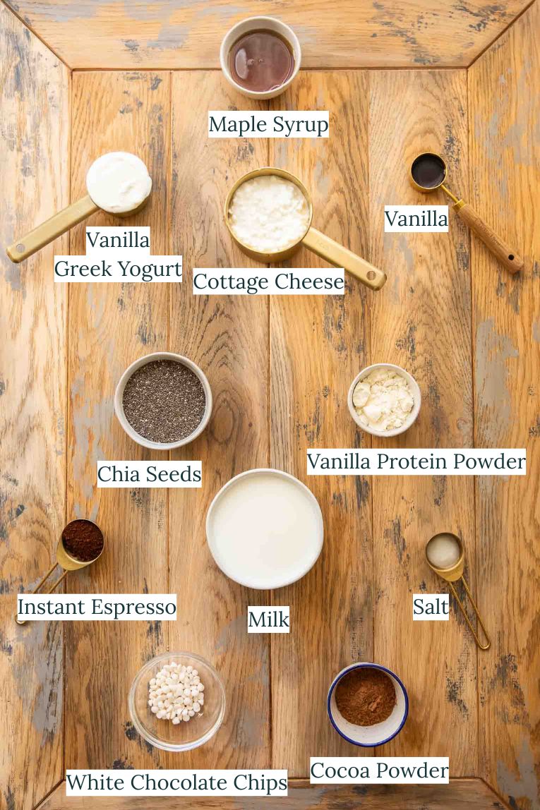 Tiramisu Chia Seed Pudding ingredients.
